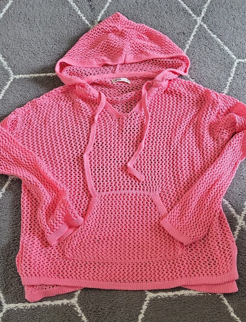 SO Pink Crochet Hooded Crop Top